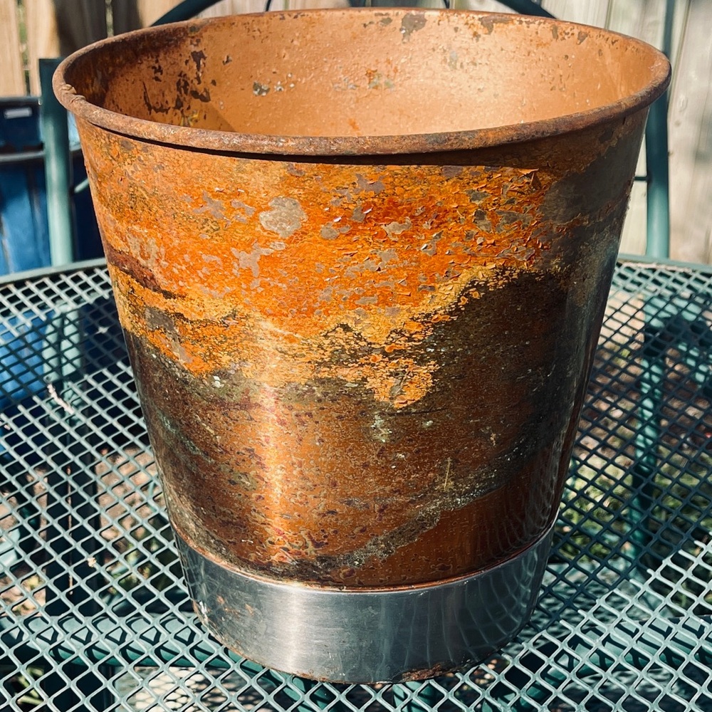 Rustic Copper Trash Can Planter